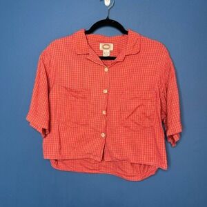 Vintage 90s Crop Flannel Women's Size Large Banana Republic Red Retro Grunge